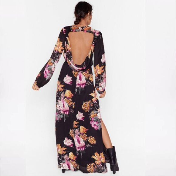 Nasty Gal Open Back Cowl Midi Tea Dress - Picture 2 of 5